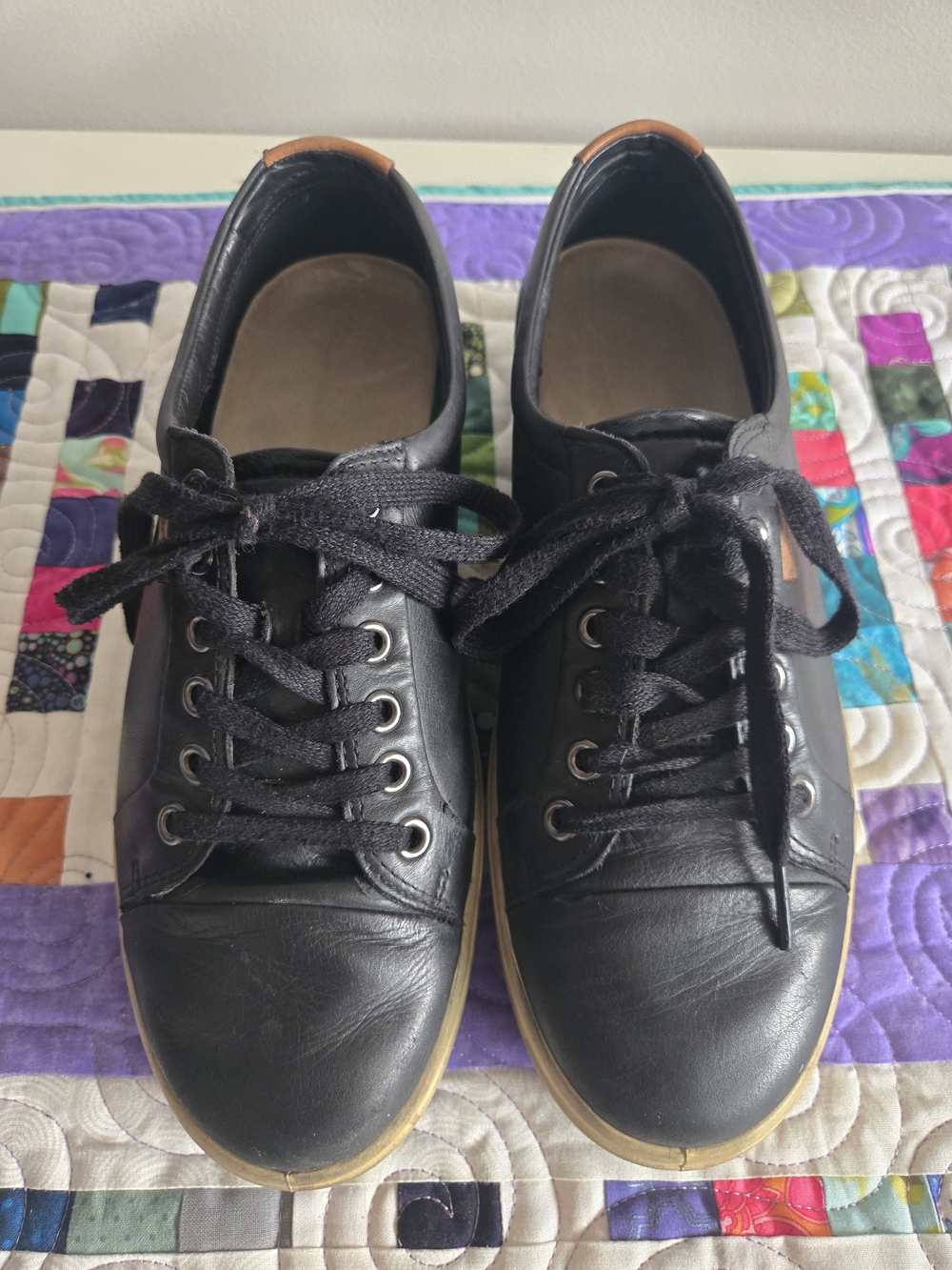 Ecco Black Perforated Leather Insole Sneakers